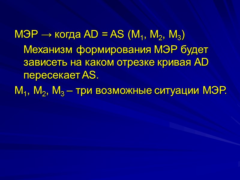 МЭР → когда АD = AS (М1, М2, М3)    Механизм формирования